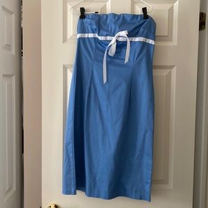 Preppy Blue and White Strapless Dress